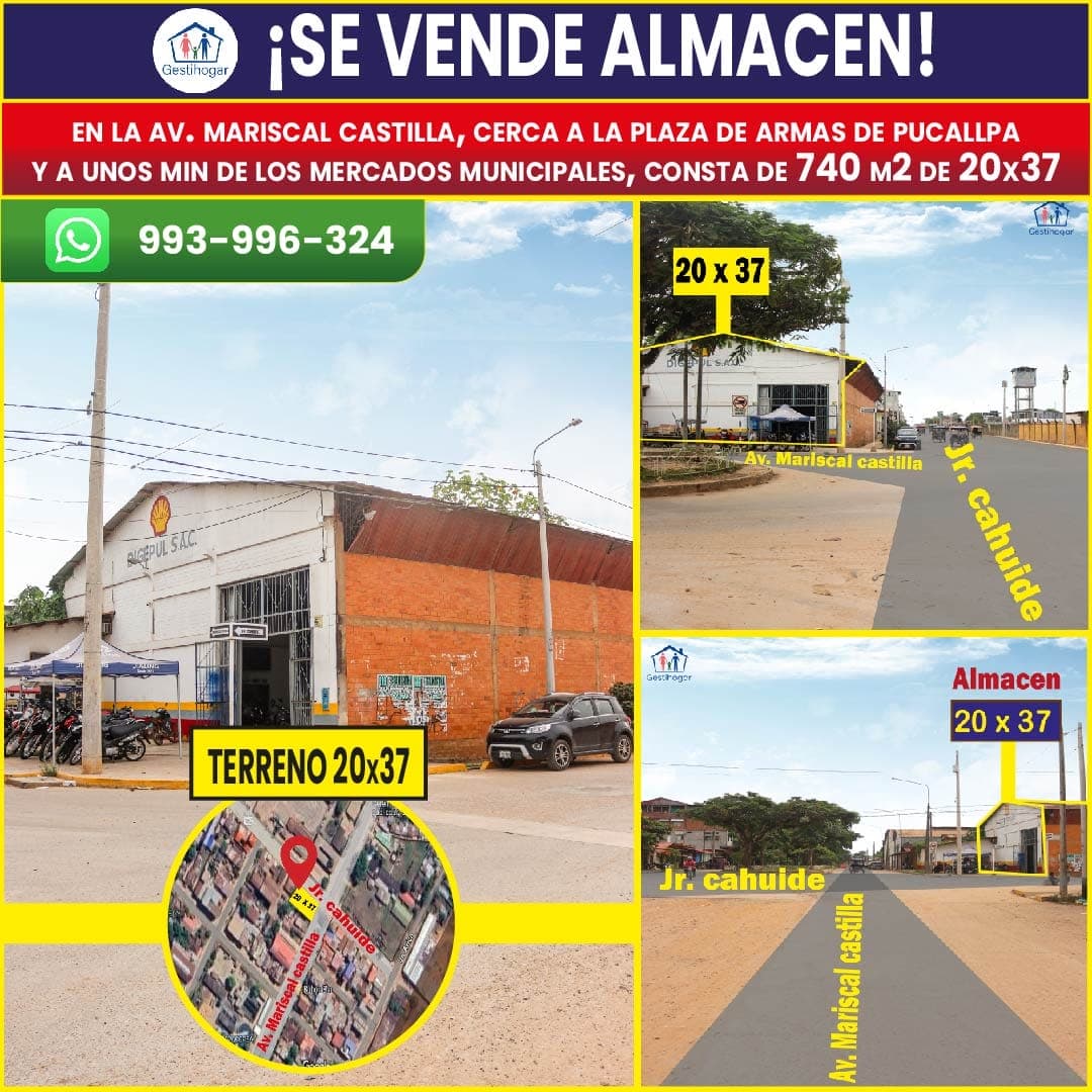 Vendo Almacen de 740 m2 en Esquina en Pucallpa