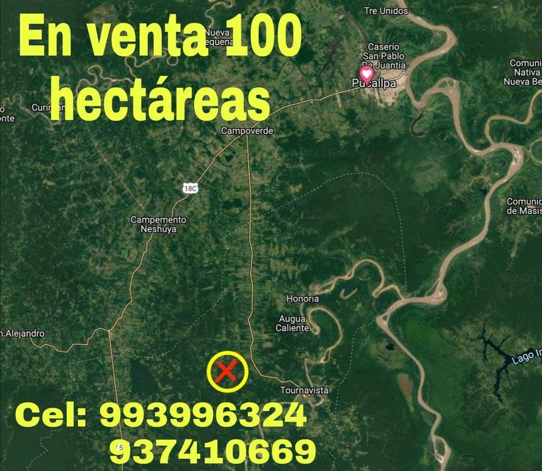se vende terreno en pucallpa 100 Hectáreas de terreno en Pucallpa